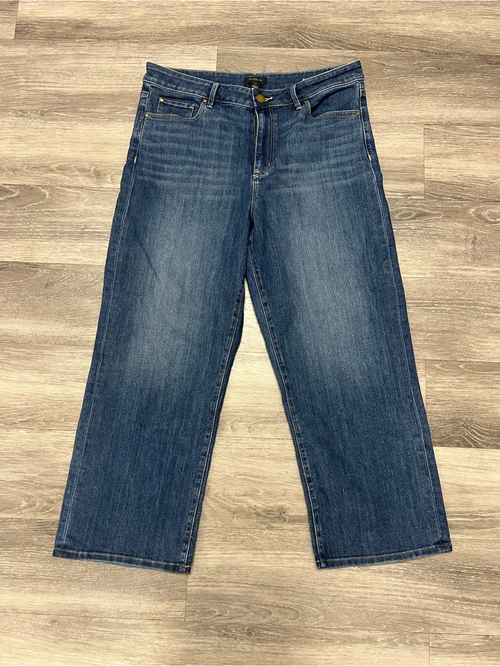 Ann Taylor Wide-Leg Jeans in Medium Blue Wash